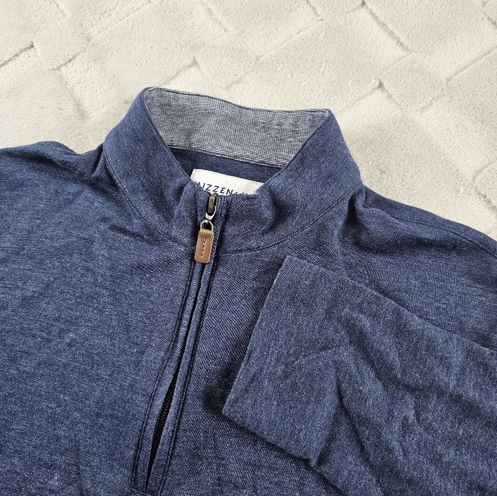 Mizzen+Main Quarter Zip Pullover Sweater Mens Large Navy Blue Pull Over
